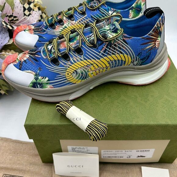 Men’s Gucci blue run low top sneakers size 10.5 made in Italy - Picture 6 of 8